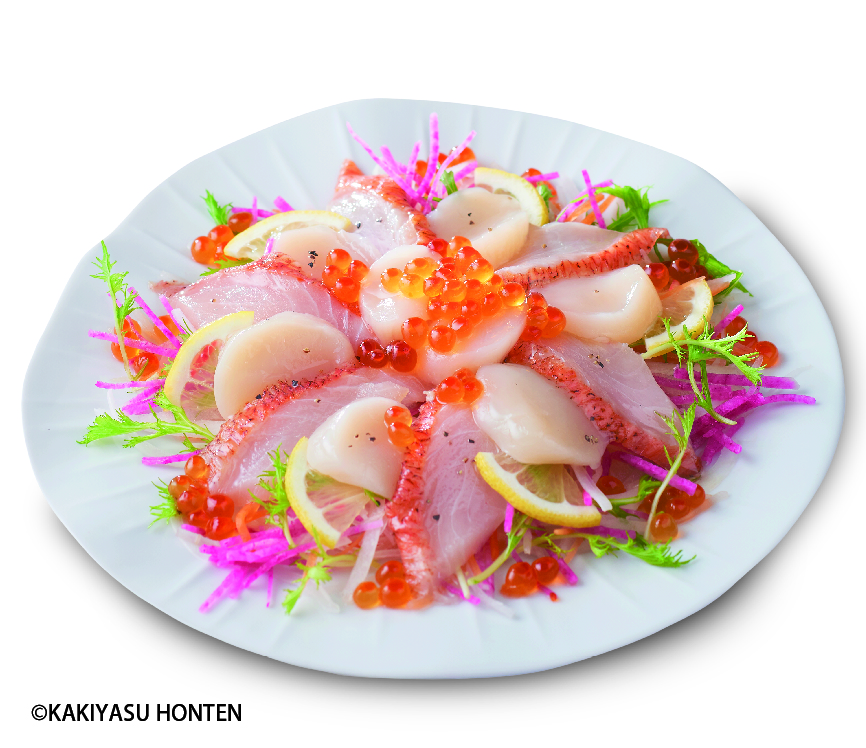 『金目鯛・帆立・いくらのご馳走カルパッチョ風サラダ』
