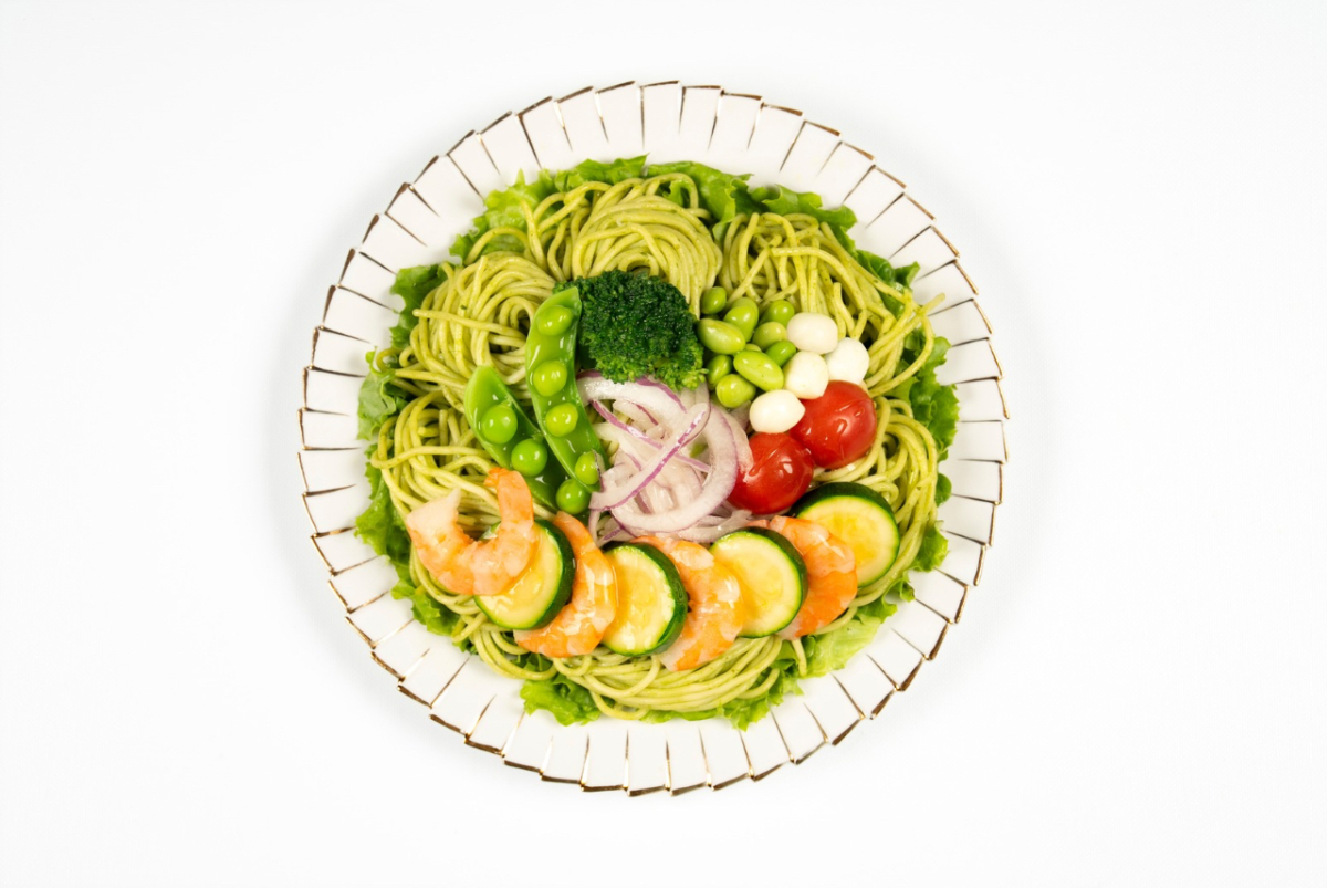 海老とズッキーニのジェノベーゼパスタ