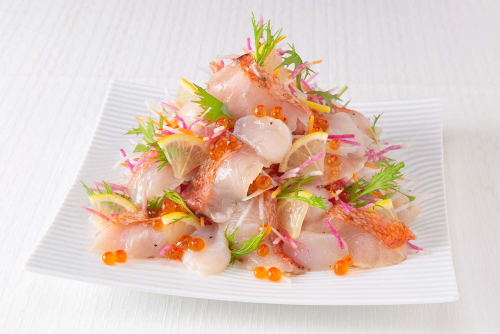 金目鯛・帆立・いくらのご馳走カルパッチョ風サラダ
